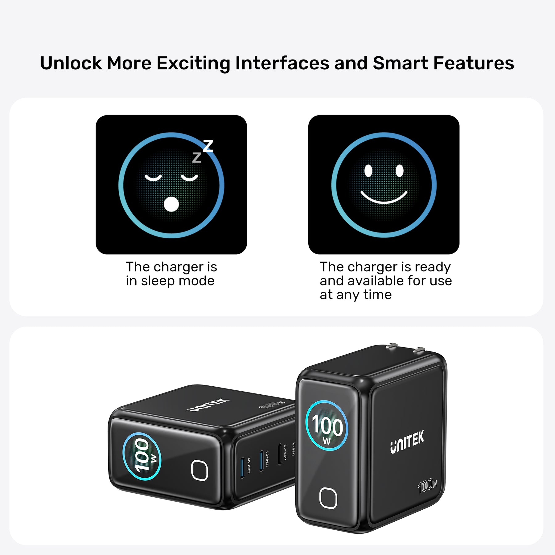 Rexo 100W 4 端口智能顯示 GaN 充電器