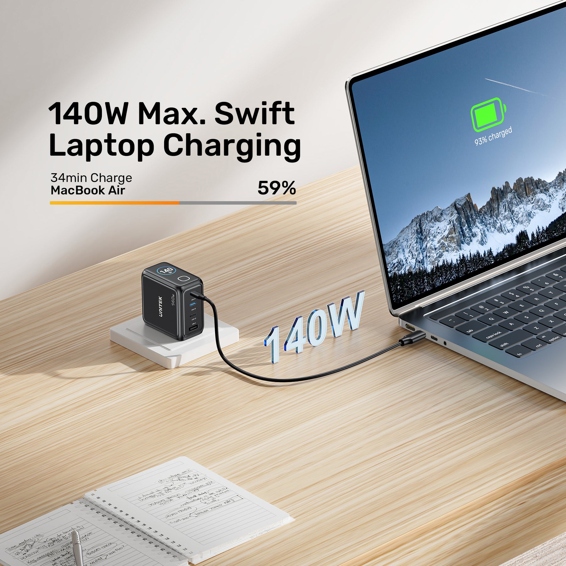 Rexo 140W 4 端口智能顯示 GaN 充電器