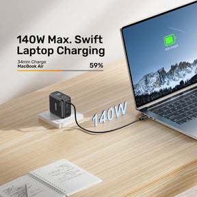 Rexo 140W 4 端口智能顯示 GaN 充電器