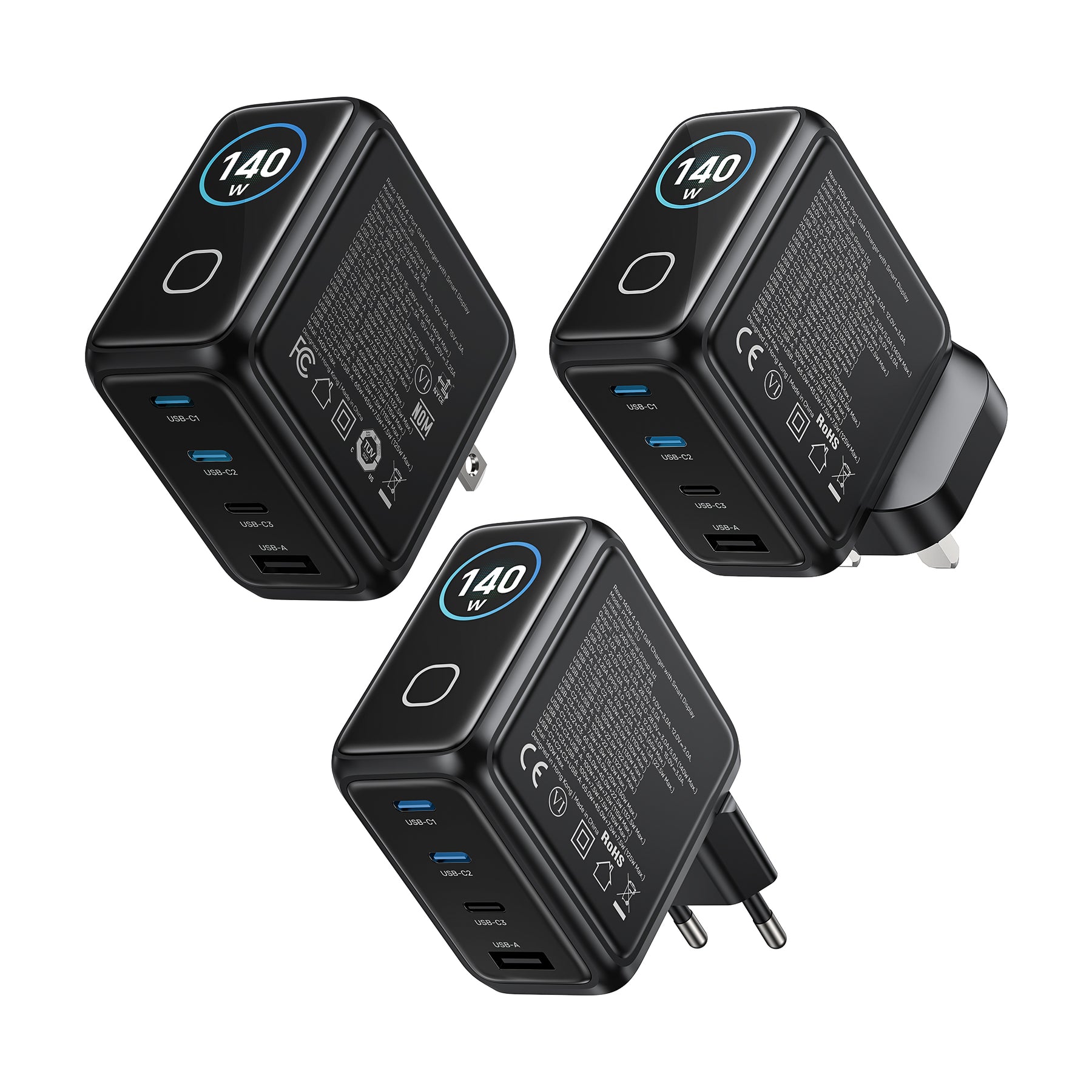 Rexo 140W 4 端口智能顯示 GaN 充電器