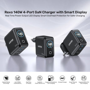 Rexo 140W 4-Port GaN Charger with Smart Display