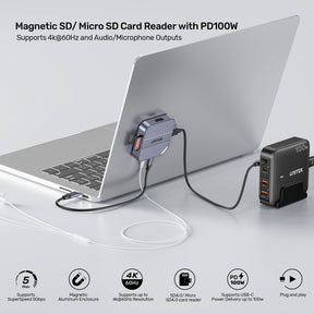 Magnetic SD/ Micro SD Card Reader with PD100W