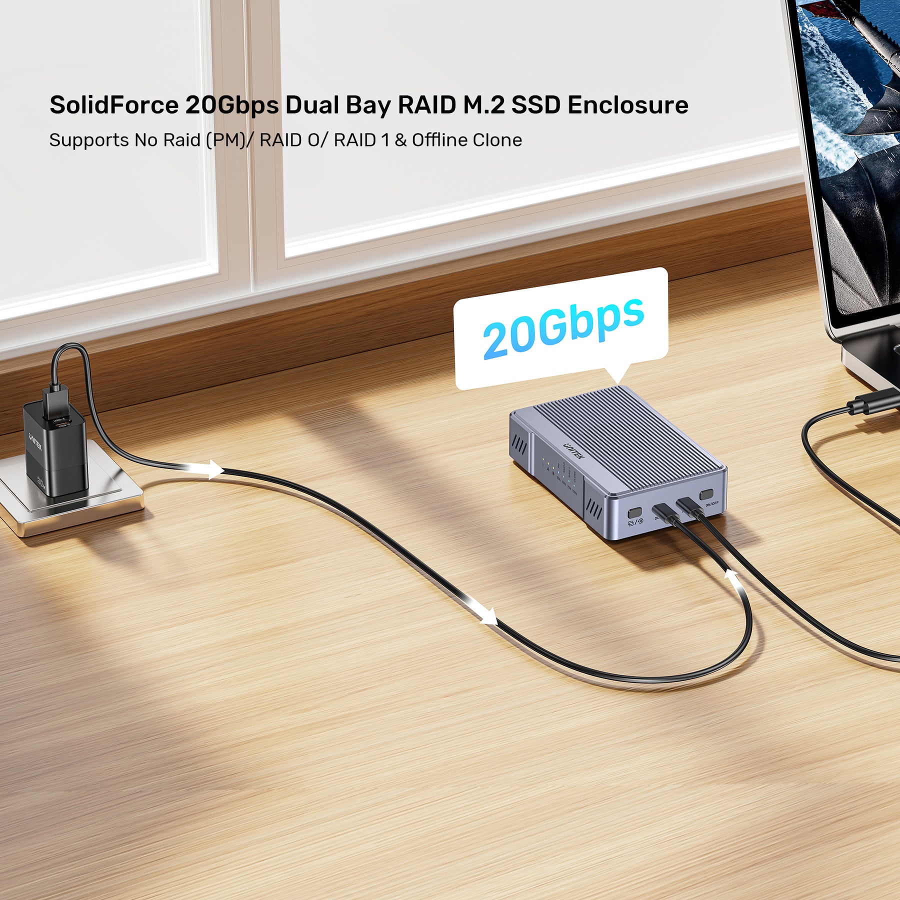 SolidForce 20Gbps 雙槽 RAID M.2 SSD 硬碟盒