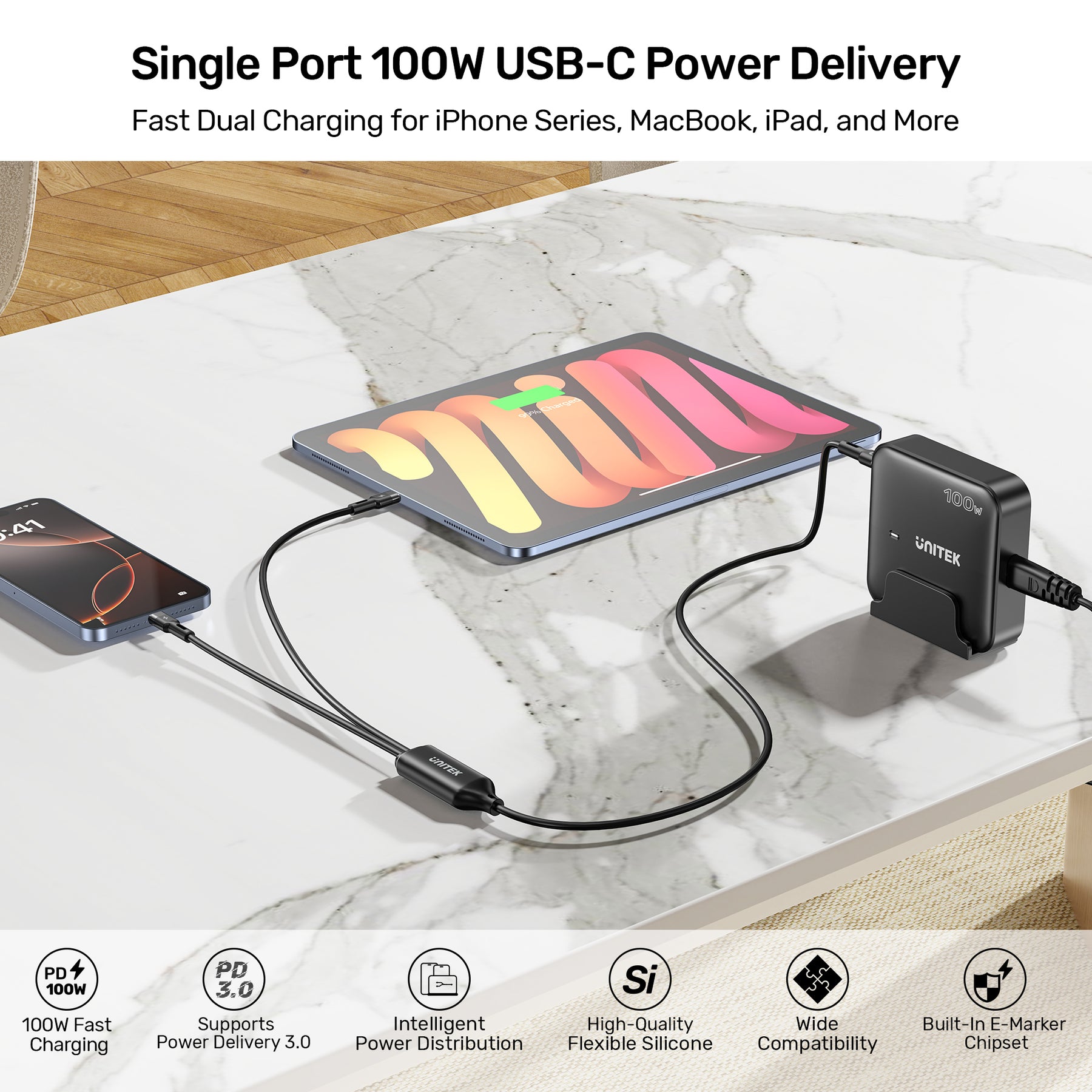 PD100W 2-in-1 USB-C Cable