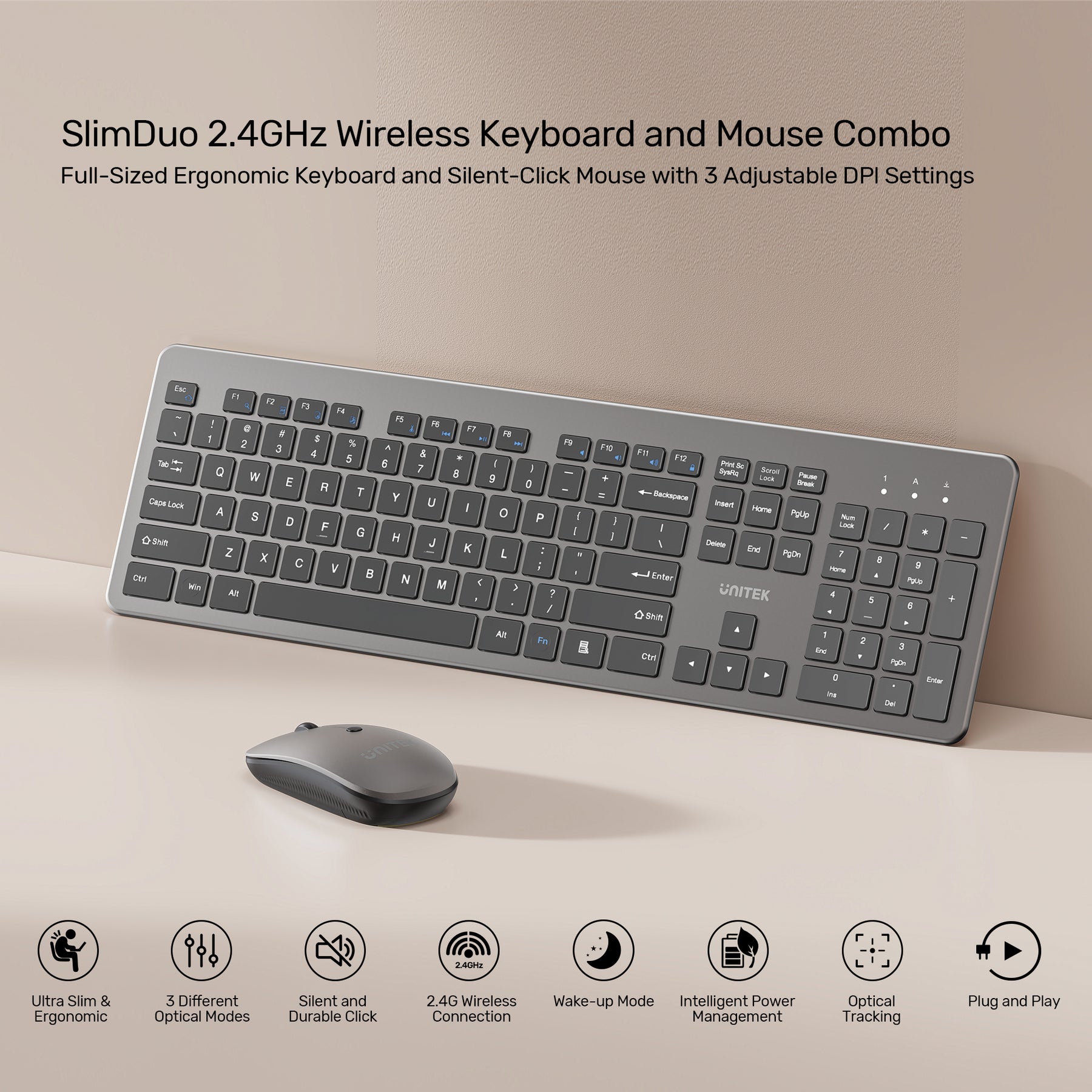 SlimDuo 2.4GHz 無線鍵盤和無線滑鼠組合