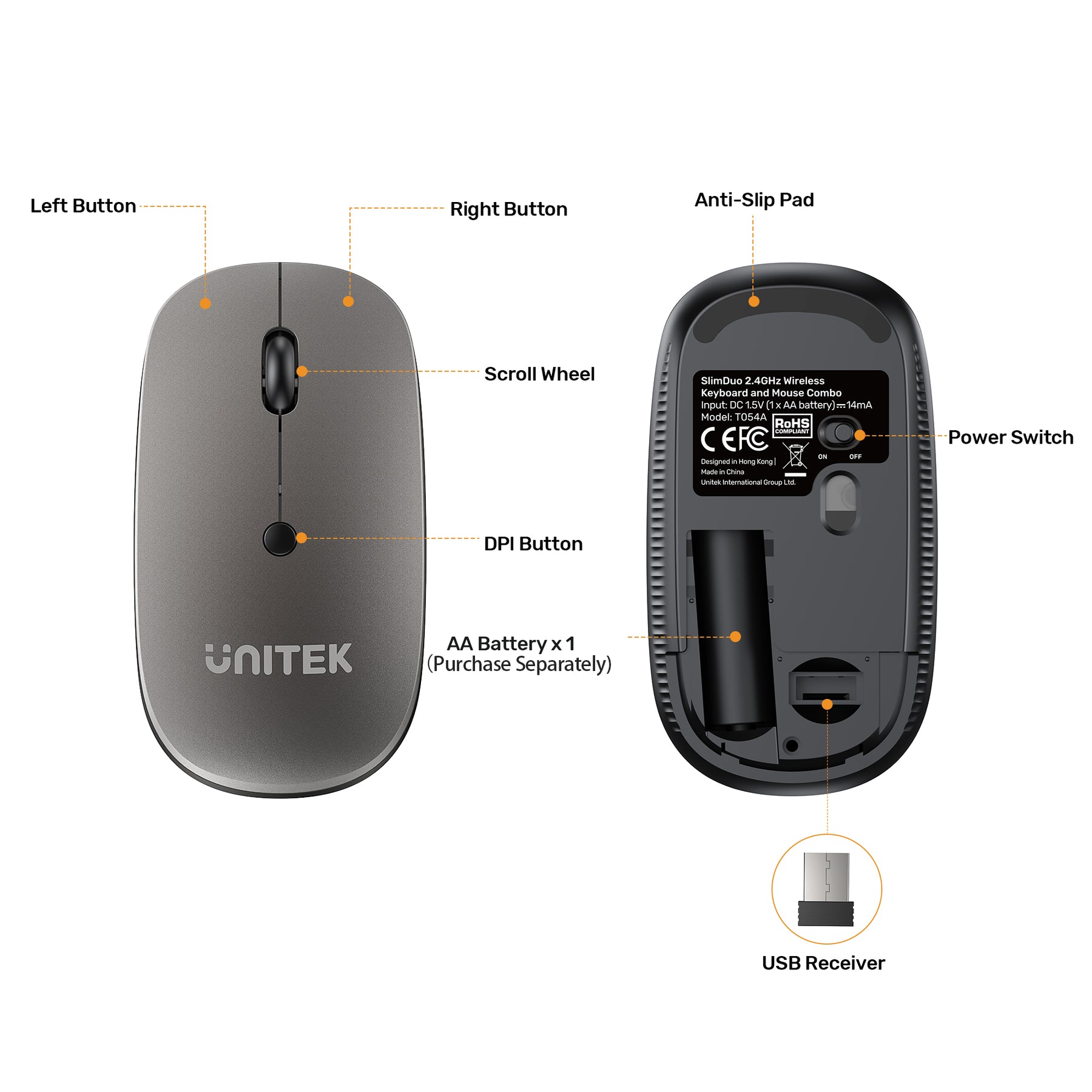 SlimDuo 2.4GHz 無線鍵盤和無線滑鼠組合