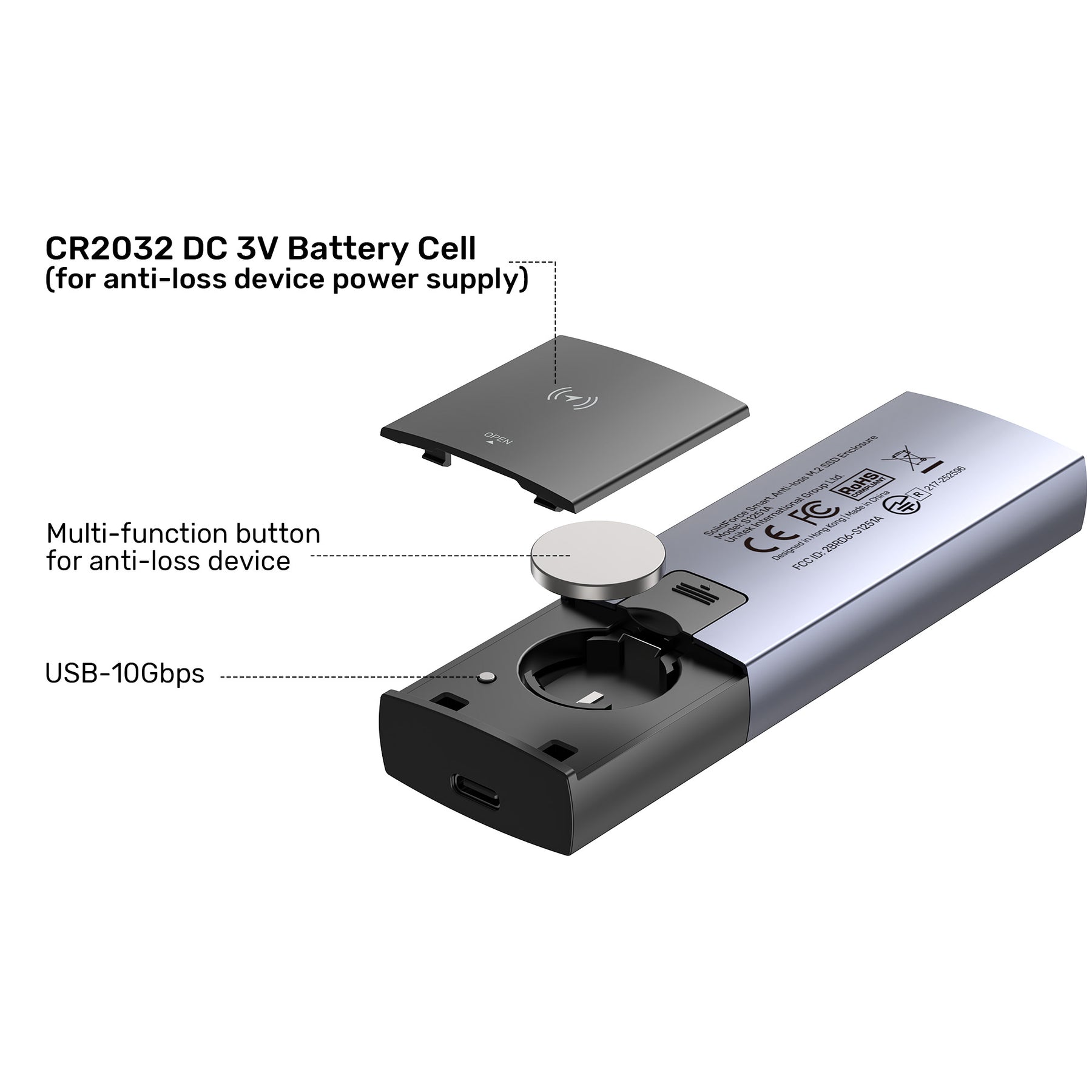 SolidForce Smart Anti-Loss M.2 SSD Enclosure