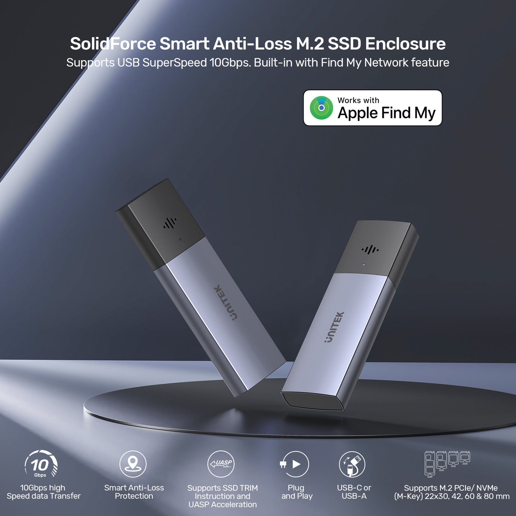 SolidForce Smart Anti-Loss M.2 SSD Enclosure