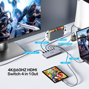 4K HDMI/ USB-C Switch 4 In 1 Out