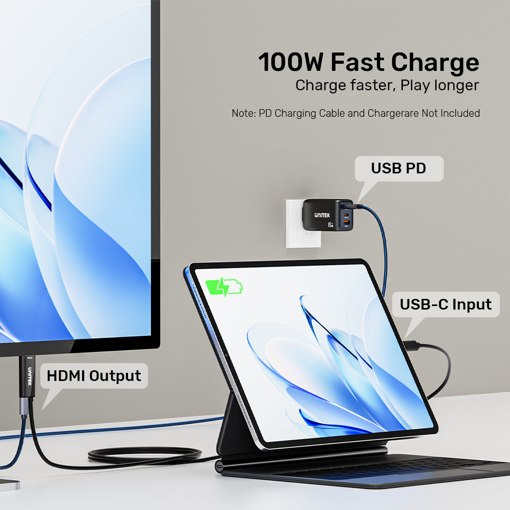 USB-C to HDMI 4K@60Hz Cable with PD 100W