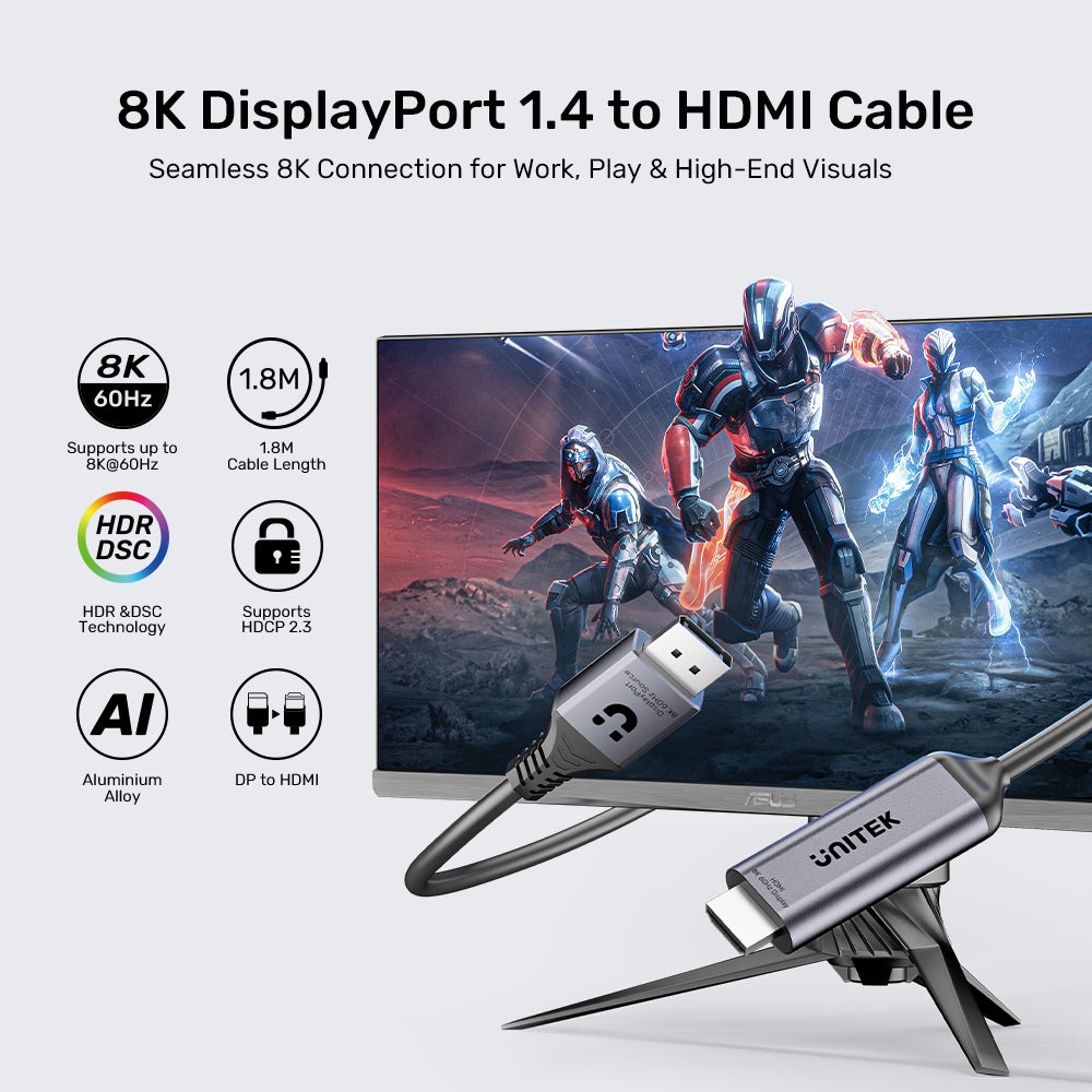 8K DisplayPort 1.4 to HDMI Cable