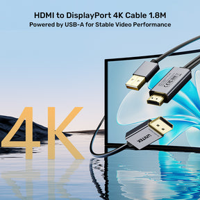 HDMI 轉 DisplayPort 4K 影音轉換線 (1.8M)