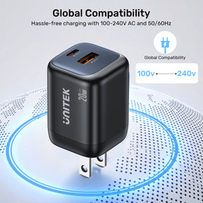 Zeno 20W 雙埠 GaN 牆壁充電器 （USB-A & USB-C）