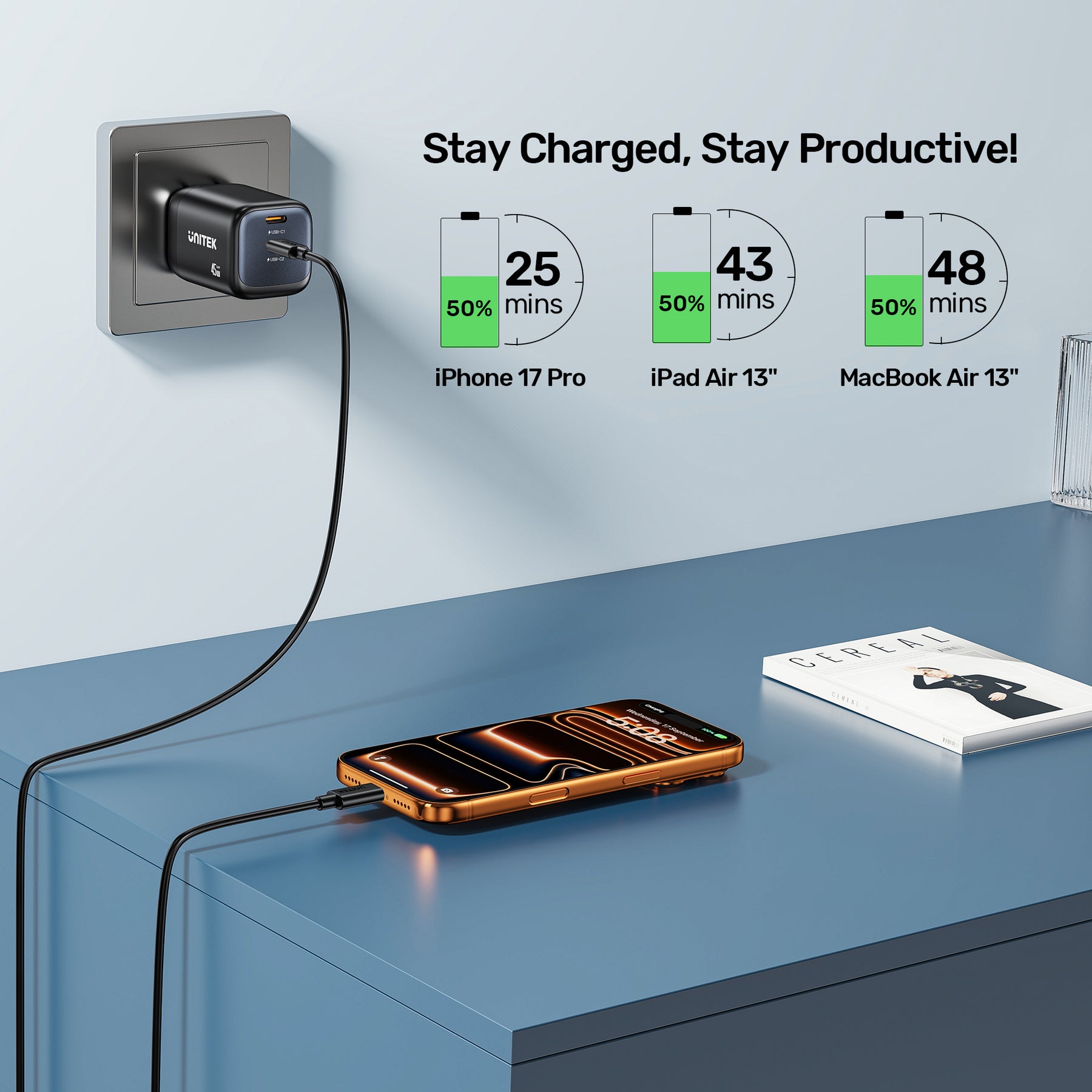 Unitek Zeno 45W GaN Wall Charger