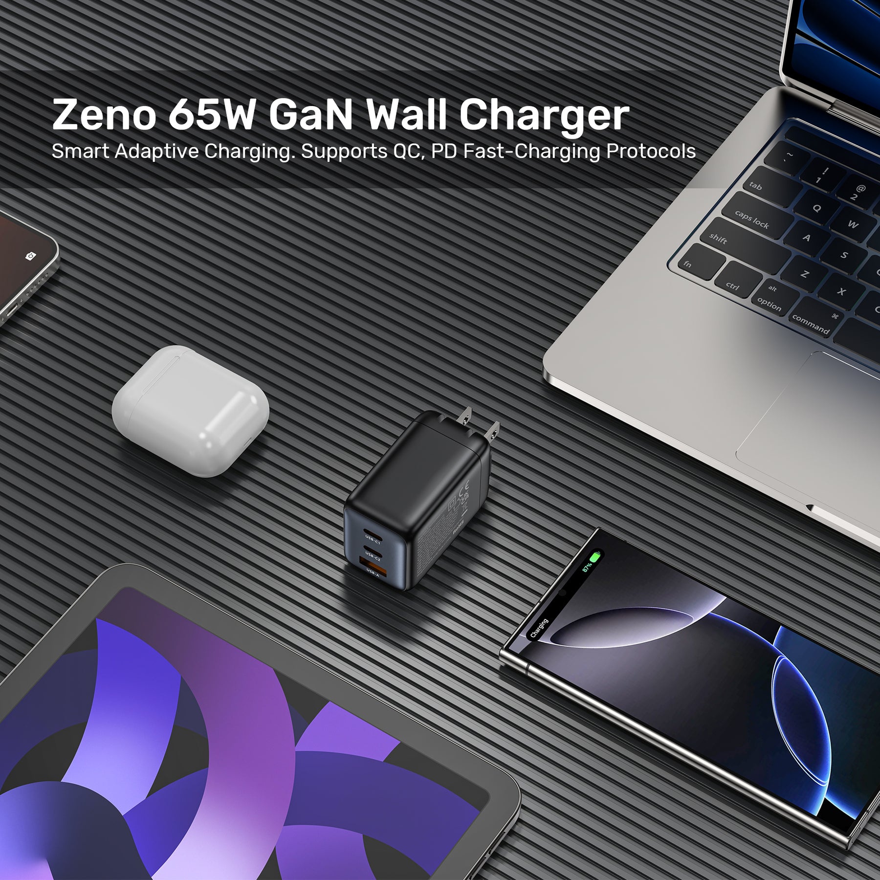 Zeno 65W 3-Port GaN Wall Charger