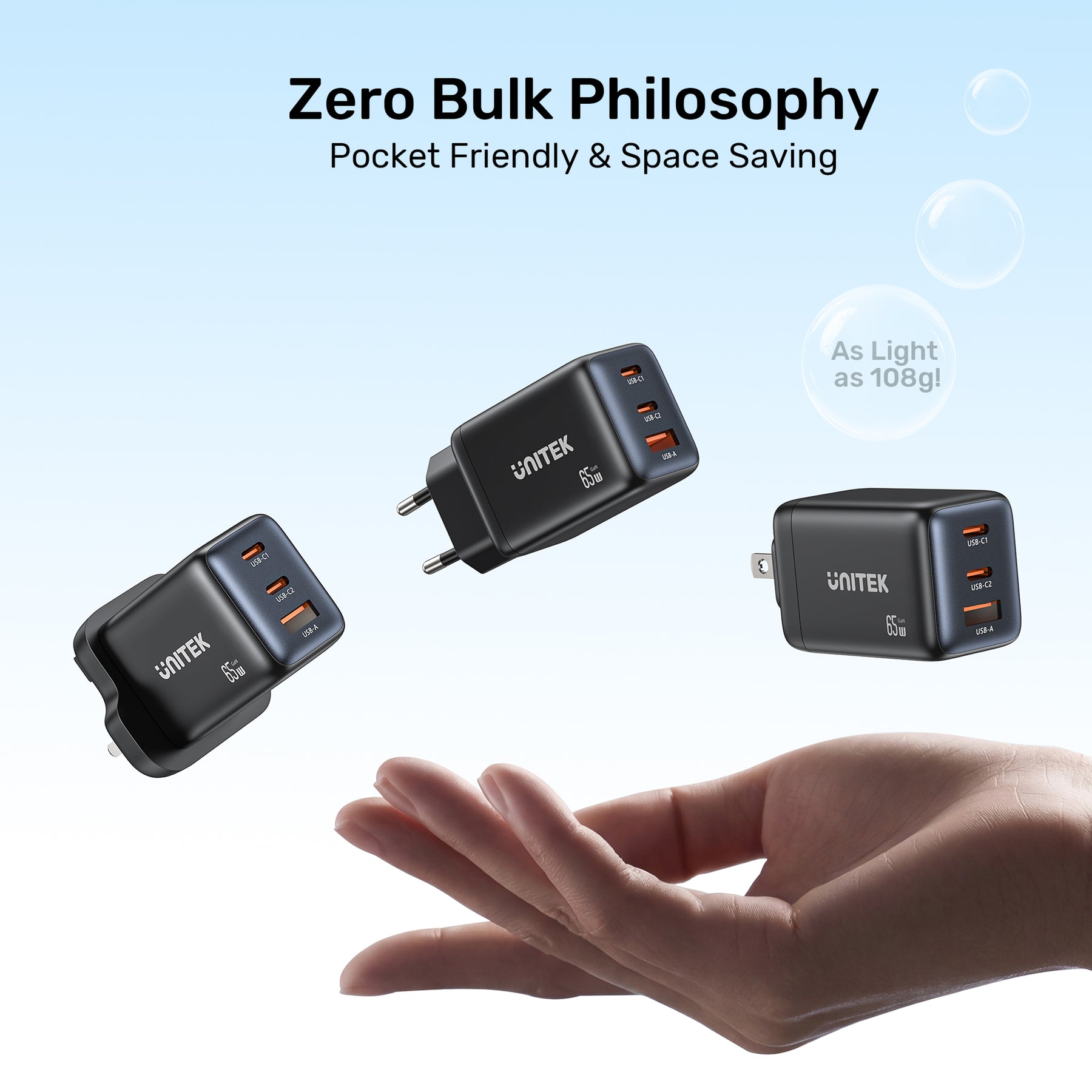 Zeno 65W 3-Port GaN Wall Charger