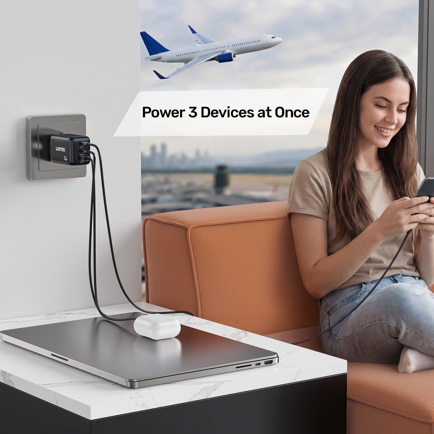 Zeno 65W 3-Port GaN Wall Charger