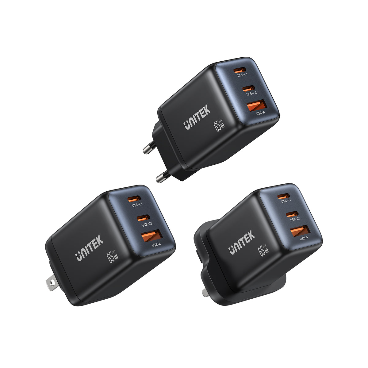 Zeno 65W 3埠口GaN 牆壁充電器 （2 USB-C & 1 USB-A）