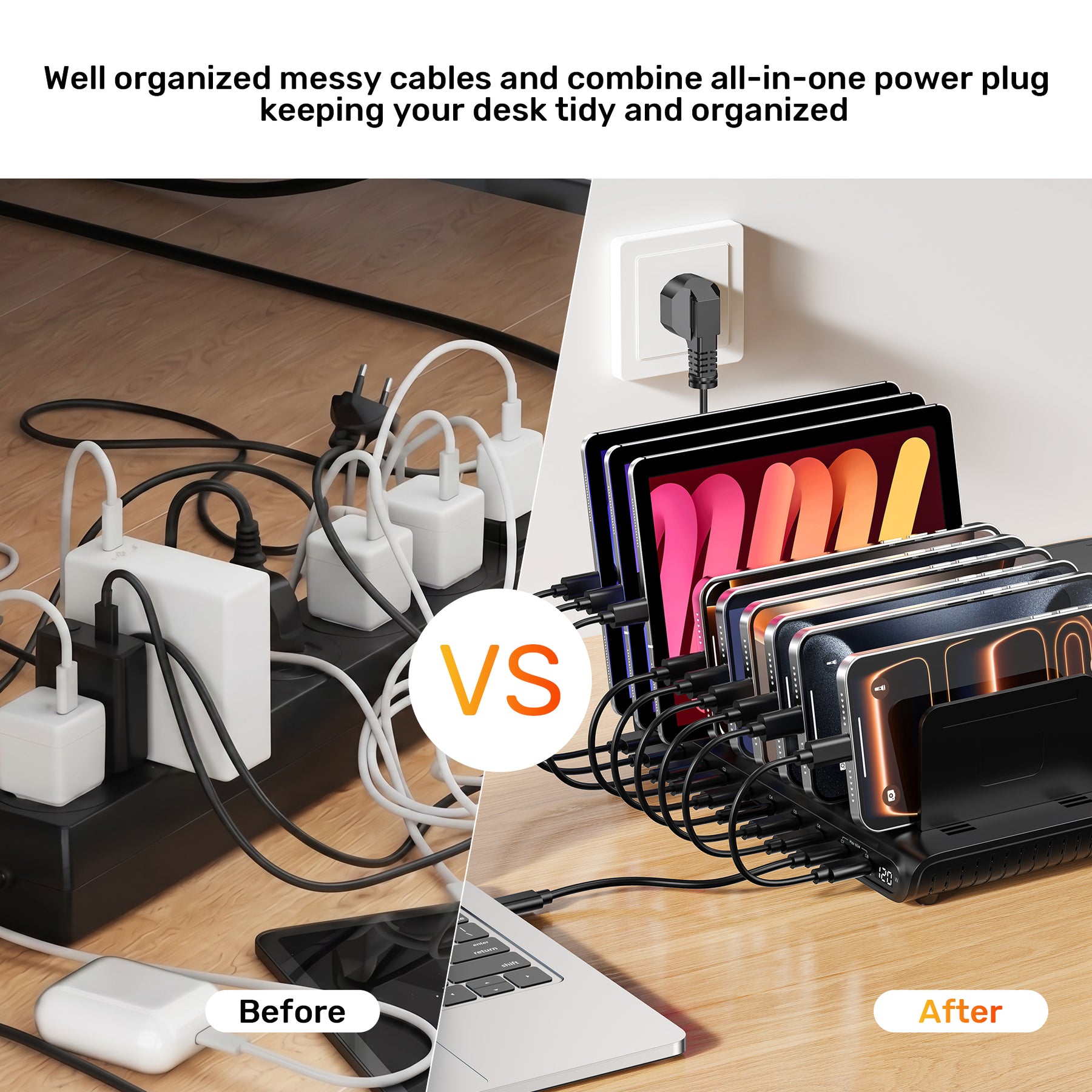uCharge 120W 10 端口 USB 智能充電站
