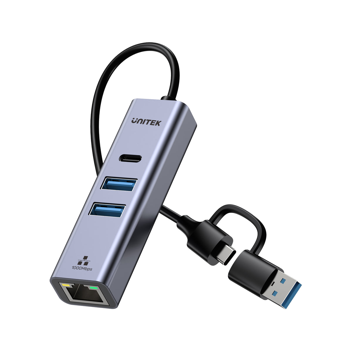 uHUB Q4+ 乙太網集線器 (2x USB-A, 1x USB-C 口)