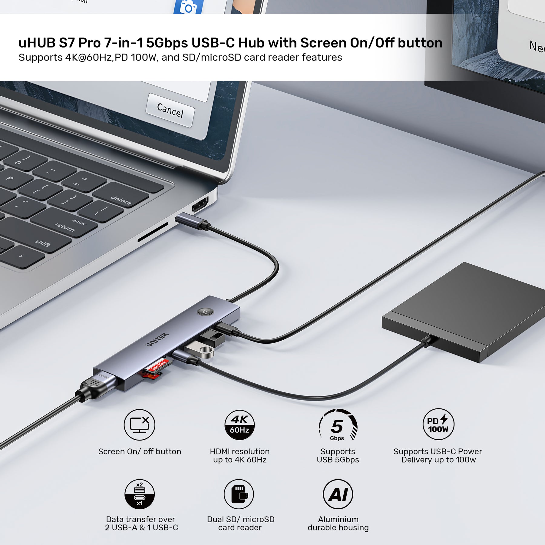uHUB S7 Pro 7合1 5Gbps USB-C集線器