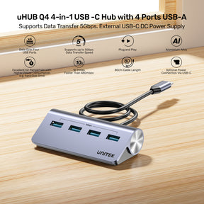 uHUB Q4 4-in-1 USB -C Hub with 4 Ports USB-A