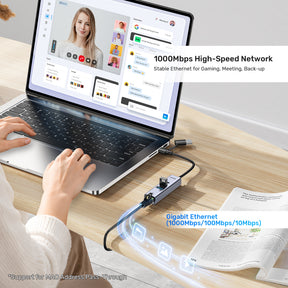 uHUB Q4+ Ethernet Hub (2x USB-A, 1x USB-C Port)