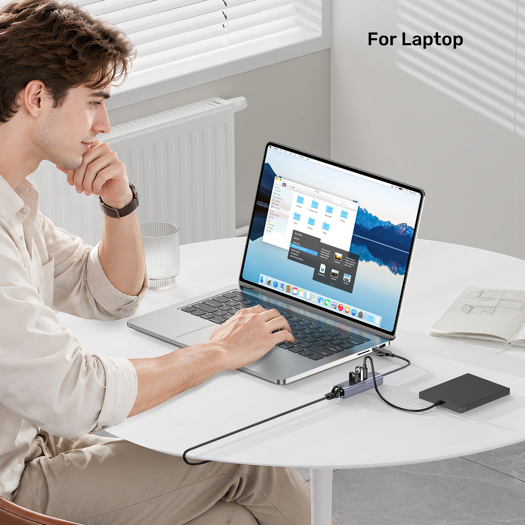uHUB Q4+ Ethernet Hub (2x USB-A, 1x USB-C Port)