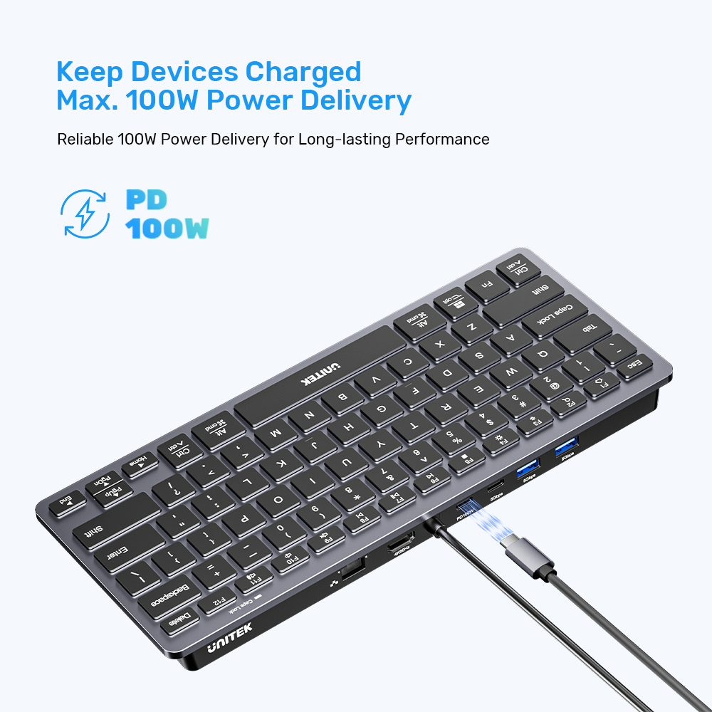七合一 USB-C 乙太網絡鍵盤集線器