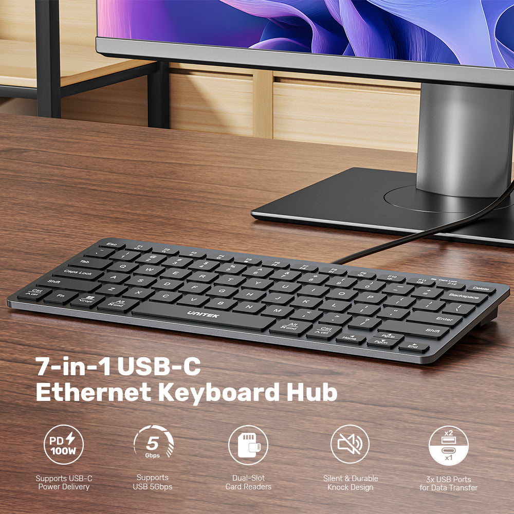 七合一 USB-C 多功能鍵盤集線器