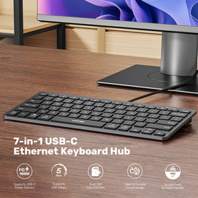 七合一 USB-C 多功能鍵盤集線器