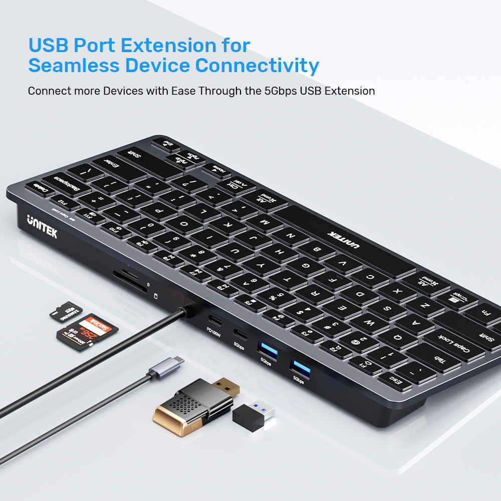 七合一 USB-C 多功能鍵盤集線器