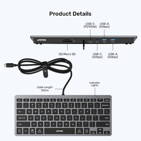 七合一 USB-C 多功能鍵盤集線器