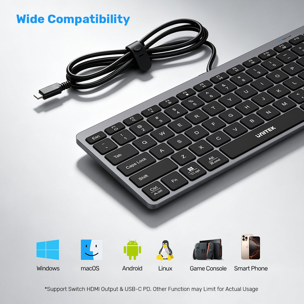 七合一 USB-C 多功能鍵盤集線器