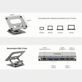 Laptop Stand with Detachable USB-C Hub