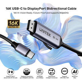 16K USB-C 轉 DisplayPort 雙向傳輸線