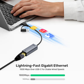 USB-C/A轉千兆位乙太網轉接器