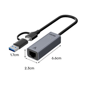 USB-C/A轉千兆位乙太網轉接器