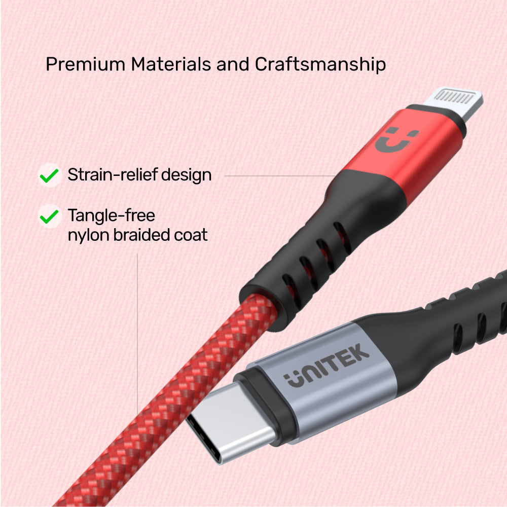 MFi Certified USB-C to Lightning 20W PD Fast Charging Cable with Data Syncing
