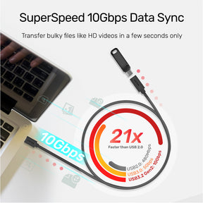 Full-Featured USB-C Extension Cable with 4K@60Hz, 100W Power Delivery and 10Gbps Data (USB 3.2 Gen2)