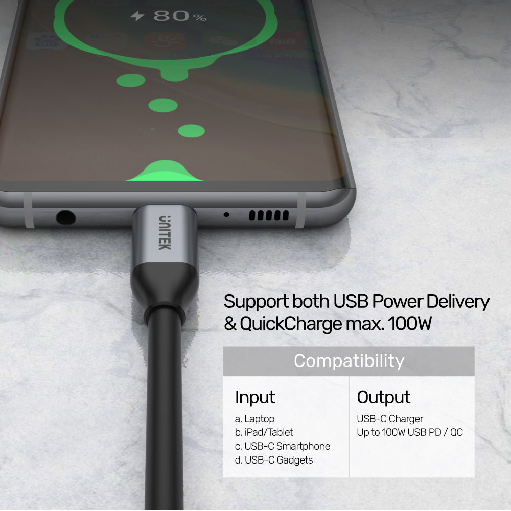 Full-Featured USB-C 100W PD Fast Charging Cable with 4K@60Hz and 10Gbps Data (USB 3.0) (2M)