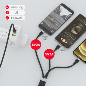 3-in-1 USB-C to Lightning / USB-C / Micro USB Multi Charging Cable