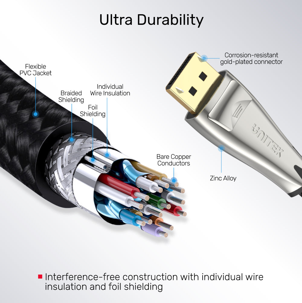 8K DisplayPort Cable (8K @60Hz, 4K 144Hz, 1440p @240Hz)