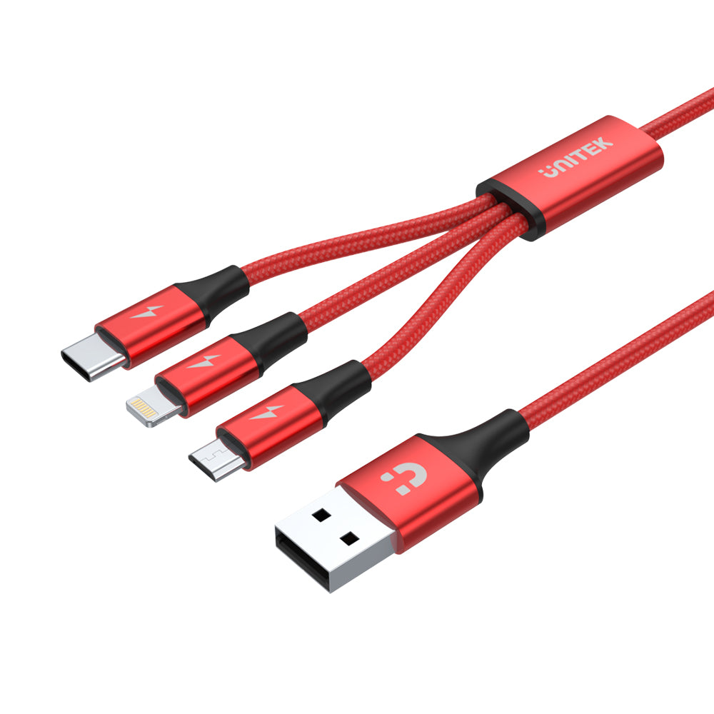 ® Multi Chargeur USB câble de données Lightning, Micro USB, Type C 3In1  charging câble 3 A Chargement Rapide Câbles de données - Bleu
