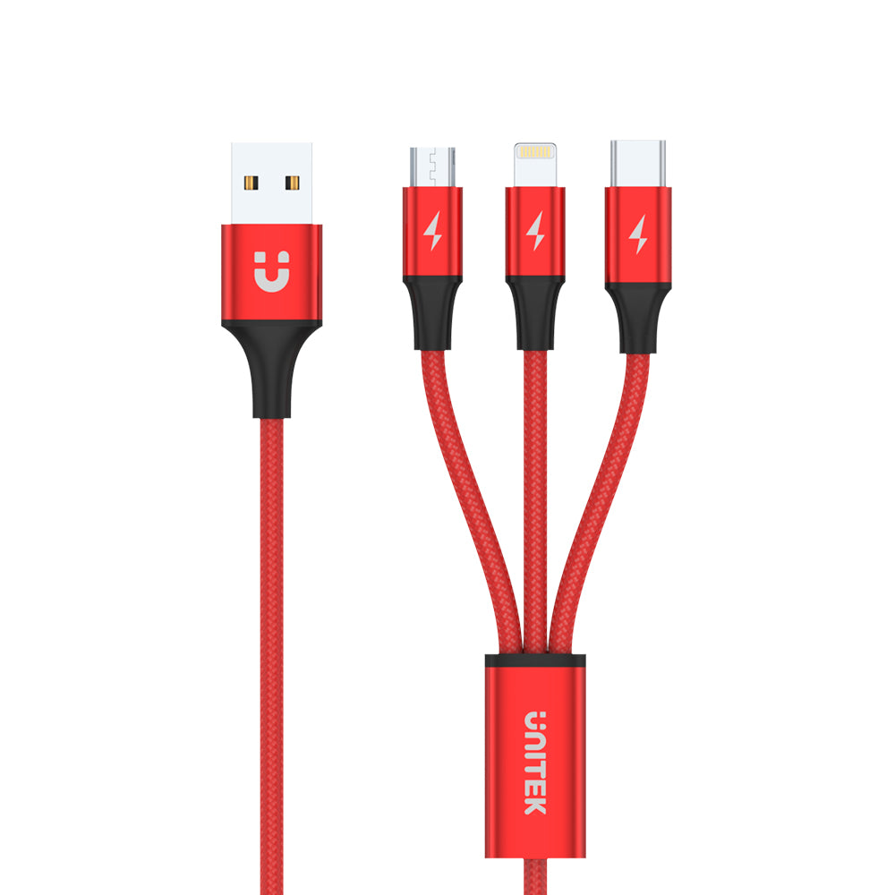 3-in-1 USB-A to USB-C / Micro USB / Lightning Multi Charging Cable