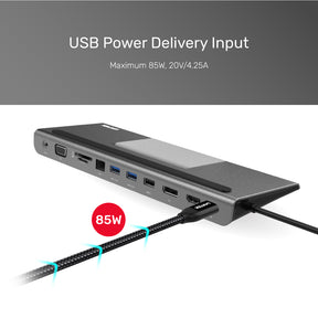 uHUB 11+ 11-in-1 USB-C Ethernet Hub with MST Triple Monitor, 100W Power Delivery and Dual Card Reader