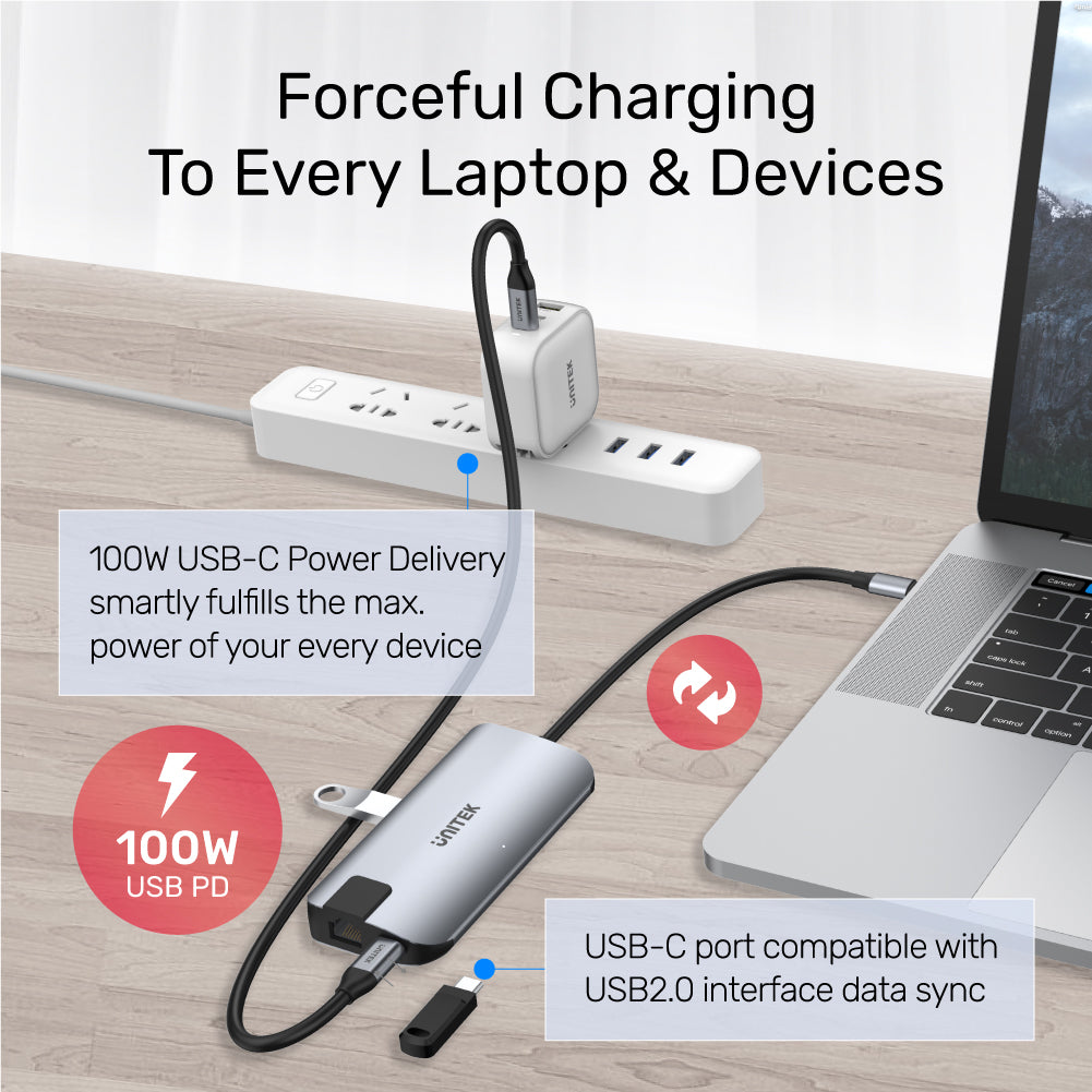 uHUB P5+ 5 合 1 多媒體 USB-C Hub (支援10Gbps、4K HDMI 和 USB-PD 100W)