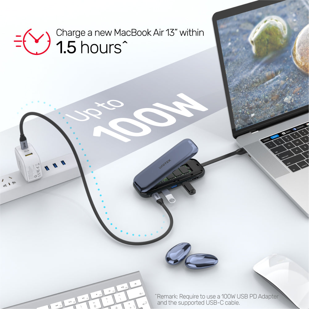 uHUB H6 Storage 6 合 1 M.2 USB-C Hub (支援10Gbps、4K HDMI 和 USB-PD 100W)