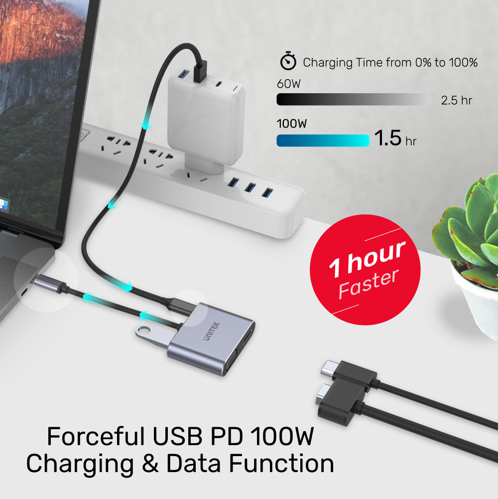 uHUB Q4 Lite 4-in-1 USB-C Hub with MST Dual Display and PD 100W