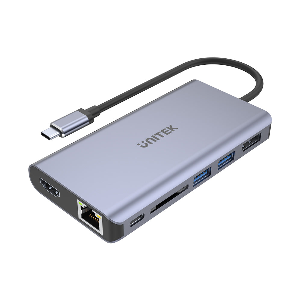 uHUB S7+ 7-in-1 USB-C Ethernet Hub with MST Dual Monitor, 100W Power Delivery and Card Reader